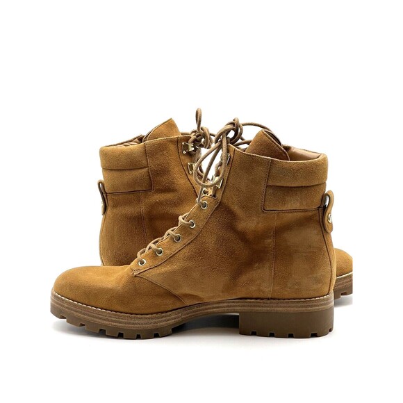 Michael Kors Women's Logo Side Zip Lace Up Suede Combat Boots 10 M Camel Leather - Picture 3 of 9